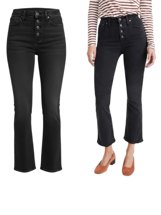 Madewell Denim - Madewell Cali Demi Boot Jean Women’s 26 Black High Rise Button Fly Stretch Denim